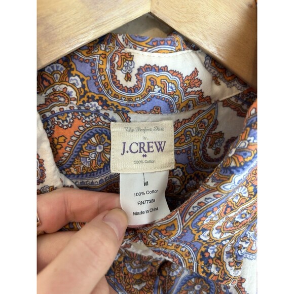 J. Crew Shirt Women's M Medium The Perfect Paisley Long Sleeve Button Down Top - Picture 2 of 4